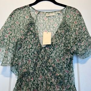 Dôen Antoinette dress size L emerald green radish tea